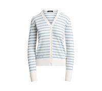 Kurzgrößen - Baumwoll-Strickjacke mit V-Ausschnitt S White