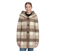 Kurzjacke AMBER & JUNE "Damen mit Kapuze", Damen, Gr. 36, beige (weiß, taupe), Obermaterial: 68% Polyester, 22% Wolle, 10% Polyacryl; Besatz: 100% Polyester; Futter: 100% Polyester, tailliert, Jacken