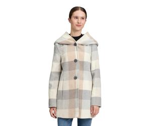 Kurzjacke AMBER & JUNE "Damen mit Kapuze", Damen, Gr. 44, silber (cream, silber), Obermaterial: 50% Polyacryl, 25% Polyester, 20% Wolle, 5% diverse Faserarten. Besatz: 100% Polyester. Futter: 100% Pol