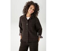 Kurzjacke ANISTON CASUAL, Damen, Gr. 40, schwarz (dunkelbraun, schwarz, wollweiß, ocker), Web, Obermaterial: 100% Polyester. Futter: 100% Polyester, Jacquardmuster, aufgeraut, kariert, lässig geschnit