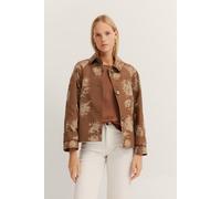 Kurzjacke BUGATTI, Damen, Gr. 40, beige (60, taupe), 100% Polyester, geblümt, regular fit, gerader Abschluss, Jacken Kurzjacke, mit Umlegekragen (45374641-40) 60, taupe