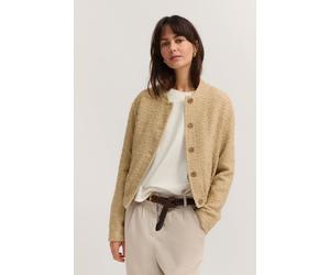 Kurzjacke BUGATTI "Hochwertig", Damen, Gr. 34, beige (50, beige), 56% Polyacryl, 30% Baumwolle, 10% Polyester, 2% Polyamid, 2% Viskose, unifarben, regular fit, Jacken Kurzjacke, Boucle in Blouson-Styl