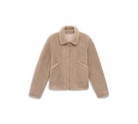 Kurzjacke BUGATTI "Regular Fit", Damen, Gr. 36, 50, beige, 100% Polyester, unifarben, regular fit, Jacken Kurzjacke, Regular Fit Fake Fur Umlegekragen (54194849-36) 50, beige