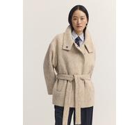 Kurzjacke BUGATTI "Regular Fit", Damen, Gr. 36, beige (70, cognac), 49% Baumwolle, 24% Wolle, 23% Polyester, 2% sonstige Faser, 2% Polyamid, unifarben, regular fit, Jacken Kurzjacke, Regular Fit Wollm