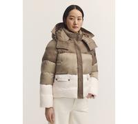 Kurzjacke BUGATTI "Regular Fit", Damen, Gr. 40, beige (60, taupe), 100% Polyamid, unifarben, regular fit, Jacken Kurzjacke, Regular Fit Sorona Kapuze Colorblocking (90667503-40) 60, taupe