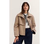 Kurzjacke BUGATTI "Regular Fit", Damen, Gr. 40, beige (70, braun), 65% Baumwolle, 35% Polyester, unifarben, regular fit, Jacken Kurzjacke, kurzer Trenchcoat Style (65891060-40) 70, braun