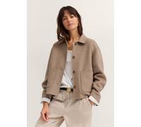 Kurzjacke BUGATTI "Regular Fit", Damen, Gr. 44, 80, braun, 50% Wolle, 45% Polyester, 5% sonstige Fasern, unifarben, regular fit, Jacken Kurzjacke, im Overshirt-Stil mit Wollmix (57774906-44) 80, braun