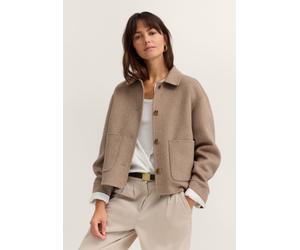 Kurzjacke BUGATTI "Regular Fit", Damen, Gr. 44, 80, braun, 50% Wolle, 45% Polyester, 5% sonstige Fasern, unifarben, regular fit, Jacken Kurzjacke, im Overshirt-Stil mit Wollmix (57774906-44) 80, braun