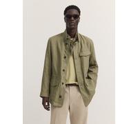 Kurzjacke BUGATTI "Regular Fit", Herren, Gr. 58, 180, oliv, 100% Leinen, unifarben, regular fit, Jacken Kurzjacke, Pure linen mit Stehkragen (33632829-58) 180, oliv