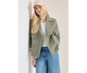 Kurzjacke CECIL, Damen, Gr. M (40), grün (chlorella grün), Web, Obermaterial: 100% Baumwolle. Futter: 100% Polyester, unifarben, lässig geschnitten hüftlang, V-Ausschnitt, Jacken Kurzjacke, Trenchcoat