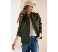 Kurzjacke CECIL, Damen, Gr. S (38), khaki, Stoff, 84% Polyester, 14% Viskose, 2% Elasthan, unifarben, comfort fit normal, V-Ausschnitt, abgesteppt, Jacken Kurzjacke, mit Struktur-Optik (37465931-S) kh