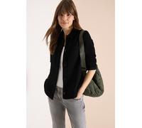 Kurzjacke CECIL, Damen, Gr. S (38), schwarz, Stoff, 84% Polyester, 14% Viskose, 2% Elasthan, unifarben, comfort fit normal, V-Ausschnitt, abgesteppt, Jacken Kurzjacke, mit Struktur-Optik (66656453-S)