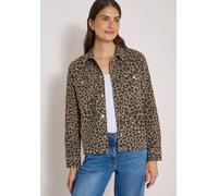 Kurzjacke CECIL, Damen, Gr. XS (36), creamy mocha, Web, 81% Baumwolle, 17% Polyester, 2% Elasthan, comfort fit normal, V-Ausschnitt, Bündchen, Jacken Kurzjacke, mit Leomuster (70304506-XS) creamy moch