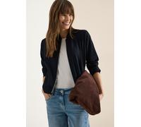 Kurzjacke CECIL, Damen, Gr. XS (36), universal blau, Stoff, 95% Polyester, 5% Elasthan, unifarben, comfort fit normal, hoch geschlossener Ausschnitt, elastischer Bund, Jacken Kurzjacke, mit Glitzerdet