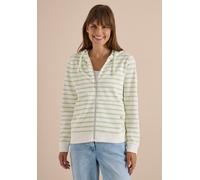Kurzjacke CECIL, Damen, Gr. XS (36), weiß (raw matcha lime), Web, 100% Baumwolle, gestreift, comfort fit normal, ohne Ausschnitt, Bündchen, Jacken Kurzjacke, aus reiner Baumwolle (58577806-XS) raw mat