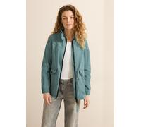 Kurzjacke CECIL, Damen, Gr. XXL (46), blau (strong mint), Stoff, Obermaterial: 58% Polyester, 32% Baumwolle, 10% Nylon; Futter: 100% Polyester, unifarben, normal normal, hoch geschlossener Ausschnitt,