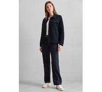 Kurzjacke CECIL, Damen, Gr. XXL (46), blau (universal blau), Stoff, 49% Polyester, 49% Viskose, 2% Elasthan, unifarben, casual, normal normal, V-Ausschnitt, Langarm Bündchen, Jacken, aus elastischem M