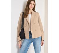 Kurzjacke CECIL, Damen, Gr. XXL (46), crispy camel, Web, Obermaterial: 100% Baumwolle. Futter: 100% Polyester, unifarben, lässig geschnitten hüftlang, V-Ausschnitt, Jacken Kurzjacke, Trenchcoat mit Re