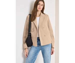 Kurzjacke CECIL, Damen, Gr. XXL (46), crispy camel, Web, Obermaterial: 100% Baumwolle. Futter: 100% Polyester, unifarben, lässig geschnitten hüftlang, V-Ausschnitt, Jacken Kurzjacke, Trenchcoat mit Re