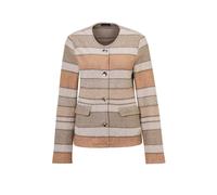 Kurzjacke GOLDNER "Baumwolljacke mit Streifenmuster", Damen, Gr. 42, beige (beige, gemustert), Obermaterial: 70% Polyester PES. 30% Baumwolle CO., eng Sonstiges, Jacken Kurzjacke, ungefüttert, mit Bel
