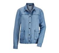 Kurzjacke GOLDNER "Denim-Jacke in Blau mit aufgesetzten Taschen", Damen, Gr. 48, blau (hellblau), Obermaterial: 100% Lyocell CLY., gerade, Manschette, Jacken Kurzjacke, Große aufgesetzte Taschen (2853