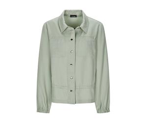 Kurzjacke GOLDNER "Freizeitjacke mit Hemdkragen", Damen, Gr. 42, grün (salbei), Obermaterial: 100% Lyocell CLY., figurumspielend, Jacken Kurzjacke, Tunnelzug in der Taillie (45867029-42) salbei