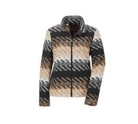 Kurzjacke GOLDNER "Gerade Herbstjacke, Blockstreifen", Damen, Gr. 50, schwarz (schwarz, gemustert), Obermaterial: 56% Polyester PES. 27% Polyacryl PAN. 12% Wolle WO. 5% sonstige Fasern AF., Sonstiges,