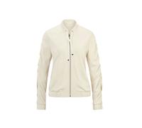 Kurzjacke GOLDNER "Kurzgröße Blouson mit klassischen Details", Damen, Gr. 20, beige (stein), Obermaterial: 50% Polyamid PA. 45% Viskose CV. 5% Elasthan EL., Gummibündchen, Jacken Kurzjacke, Zierraffun