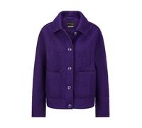 Kurzjacke GOLDNER "Kurzgröße Elegante Wolljacke mit Hemdkragen", Damen, Gr. 23, lila (lila, gemustert), Obermaterial: 62% Polyester COOLMAX PES(Coolmax). 20% Wolle mw. 18% Viskose Birla CV Birla., Jac