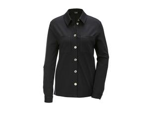 Kurzjacke GOLDNER "Kurzgröße Hemdjacke", Damen, Gr. 21, schwarz, Obermaterial: 69% Viskose CV. 26% Polyester PES. 5% Elasthan EL., figurumspielend, Manschette, Jacken Kurzjacke, mit Seitenschlitzen (1