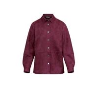 Kurzjacke GOLDNER "Kurzgröße Hemdjacke in Veloursleder-Optik", Damen, Gr. 22, lila (aubergine), Obermaterial: 95% Polyester PES. 5% Elasthan EL., Druckknopf, Jacken Kurzjacke, seitliche Eingriffstasch