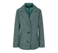 Kurzjacke GOLDNER "Kurzgröße Jacke in 2-in-1-Optik mit Steppeinsatz", Damen, Gr. 23, grün (smaragd, weiß, gemustert), Obermaterial: 90% Polyester PES. 10% Wolle mw., Jacken Kurzjacke (78278369-23) sma