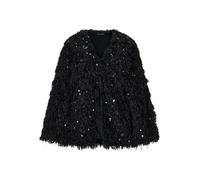 Kurzjacke GOLDNER "Kurzgröße Jacke in Feder-Optik mit Pailletten", Damen, Gr. 25, schwarz, Obermaterial: 100% Polyester PES., normal, Jacken Kurzjacke, neue Oberflächenoptik (73110406-25) schwarz