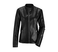 Kurzjacke GOLDNER "Kurzgröße Lederoptik-Jacke mit silbernen Reißverschlüssen", Damen, Gr. 19, schwarz, Obermaterial: 100% Polyester PES., Modisch, Gerade, Jacken Kurzjacke, figurformende Passformnähte
