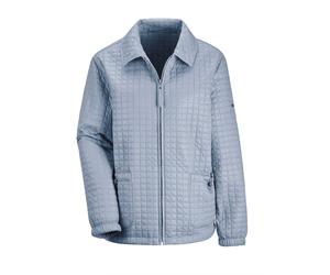 Kurzjacke GOLDNER "Kurzgröße Leicht wattierte Outdoorjacke mit Hemdkragen", Damen, Gr. 19, blau (hellblau), Obermaterial: 100% Polyamid PA., normal, Gummibund, Jacken Kurzjacke, Mit Gummizug im Saum (