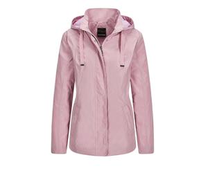 Kurzjacke GOLDNER "Kurzgröße Outdoor-Jacke mit Kapuze", Damen, Gr. 19, rosa (rosé), Obermaterial: 100% Polyester PES., gerade, Jacken Kurzjacke, Ziersteppungen an Schulter und verdeckter Leiste (44212