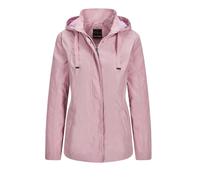 Kurzjacke GOLDNER "Kurzgröße Outdoor-Jacke mit Kapuze", Damen, Gr. 22, rosa (rosé), Obermaterial: 100% Polyester PES., gerade, Jacken Kurzjacke, Ziersteppungen an Schulter und verdeckter Leiste (44212