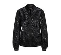 Kurzjacke GOLDNER "Kurzgröße Perlenjacke mit Pailletten", Damen, Gr. 24, schwarz (schwarz, metallic, gemustert), Obermaterial: 100% Polyester PES., normal, Jacken Kurzjacke, allover aufwendig bestickt