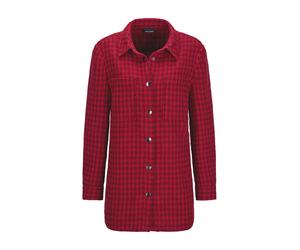 Kurzjacke GOLDNER "Lässige Longjacke mit Pepitamuster", Damen, Gr. 44, rot (dunkelrot), Obermaterial: 100% Polyester PES., gerade, Jacken Kurzjacke, Pepitamuster (10289266-44) dunkelrot