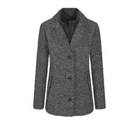 Kurzjacke GOLDNER "Moderne Wolljacke mit Steppeinsatz", Damen, Gr. 50, schwarz-weiß (schwarz, weiß, gemustert), Obermaterial: 90% Polyester PES. 10% Wolle mw., gerade, Jacken Kurzjacke, Mit Steppeinsa