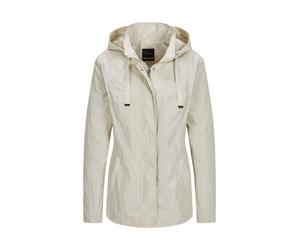 Kurzjacke GOLDNER "Outdoor-Jacke mit Kapuze", Damen, Gr. 38, beige (stein), Obermaterial: 100% Polyester PES., gerade, Jacken Kurzjacke, Ziersteppungen an Schulter und verdeckter Leiste (65826462-38)