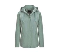 Kurzjacke GOLDNER "Outdoor-Jacke mit Kapuze", Damen, Gr. 42, grün (graugrün), Obermaterial: 100% Polyester PES., gerade, Jacken Kurzjacke, Ziersteppungen an Schulter und verdeckter Leiste (51632004-42