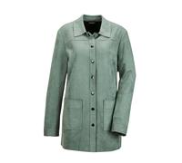 Kurzjacke GOLDNER "Outdoorjacke aus Veloursimitat in Grün", Damen, Gr. 46, grün (graugrün), Obermaterial: 95% Polyester PES. 5% Elasthan EL., Jacken Kurzjacke (40812142-46) graugrün