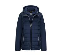 Kurzjacke GOLDNER "Sportive Steppjacke mit Kapuze", Damen, Gr. 42, blau (marine), Obermaterial: 50% Polyamid PA. 47% Polyester PES. 3% Elasthan EL., normal, Jacken Kurzjacke, Mit herausnehmbaren Einsa