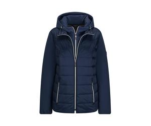 Kurzjacke GOLDNER "Sportive Steppjacke mit Kapuze", Damen, Gr. 42, blau (marine), Obermaterial: 50% Polyamid PA. 47% Polyester PES. 3% Elasthan EL., normal, Jacken Kurzjacke, Mit herausnehmbaren Einsa