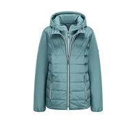 Kurzjacke GOLDNER "Sportive Steppjacke mit Kapuze", Damen, Gr. 54, grün (graugrün), Obermaterial: 50% Polyamid PA. 47% Polyester PES. 3% Elasthan EL., normal, Jacken Kurzjacke, Mit herausnehmbaren Ein