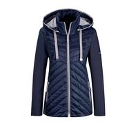 Kurzjacke GOLDNER "Steppjacke mit abnehmbarer Kapuze", Damen, Gr. 42, blau (marine), Obermaterial: 60% Polyester PES. 40% Polyamid PA., Sonstiges, Jacken Kurzjacke, Kontrastfarbige Blenden und Details