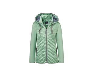 Kurzjacke GOLDNER "Steppjacke mit abnehmbarer Kapuze", Damen, Gr. 48, grün (salbei), Obermaterial: 60% Polyester PES. 40% Polyamid PA., Sonstiges, Jacken Kurzjacke, Kontrastfarbige Blenden und Details