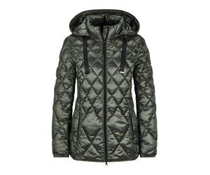 Kurzjacke GOLDNER "Winterjacke mit Metallic-Glanz", Damen, Gr. 50, grün (khaki), Obermaterial: 60% Polyester PES. 40% Polyamid PA., gerade, Jacken Kurzjacke, Besonderer Diamant-Stepp (59717904-50) kha