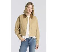 Kurzjacke HUGO BLUE "Andeso", Damen, Gr. 42, open beige 280, Denim/Jeans, Obermaterial: 100% Baumwolle, unifarben, relaxed fit hüftlang, angesetztes Bündchen mit Knöpfen, Jacken Kurzjacke, im Boxy Fit